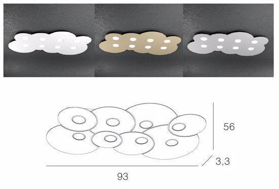 Picture of Big ceiling light 8 leds grey metal cloud toplight