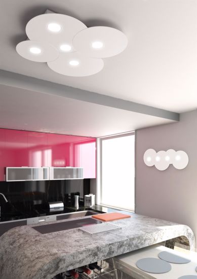 Picture of Big ceiling light 8 leds grey metal cloud toplight