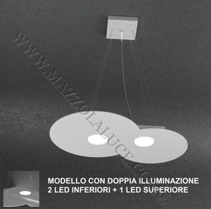 Picture of Lampadario cucina moderna grigio 2+1 led doppia luce toplight cloud