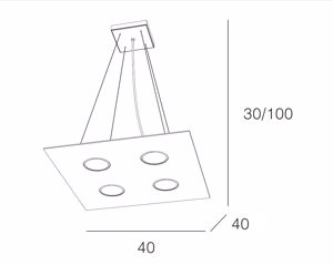 Toplight area sabbia lampadario quadrato per cucina moderna 4 luci led