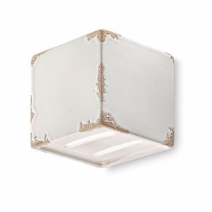 Picture of Applique cubo ceramica bianca stile vintage effetto screpolato