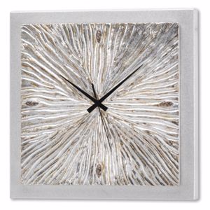 Pintdecor fossile wall clock cement effect canvas and ceramics silver elements