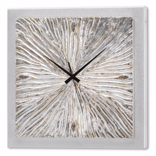Picture of Pintdecor fossile wall clock cement effect canvas and ceramics silver elements