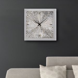 Pintdecor fossile wall clock cement effect canvas and ceramics silver elements