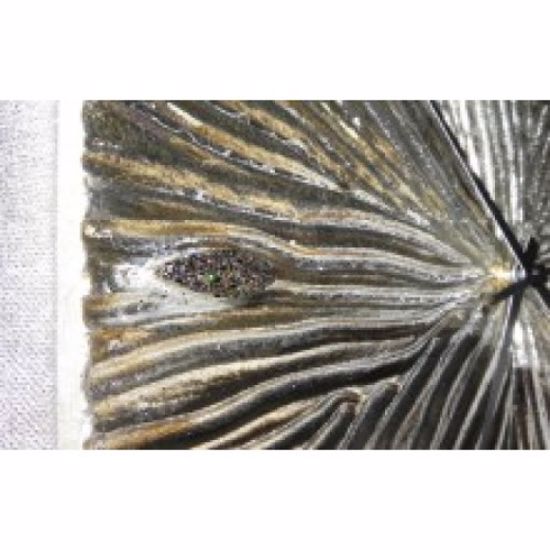 Picture of Pintdecor fossile wall clock cement effect canvas and ceramics silver elements
