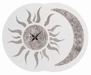 Pintdecor sole e luna wall clock hand-decorated glittering details on ivory framework