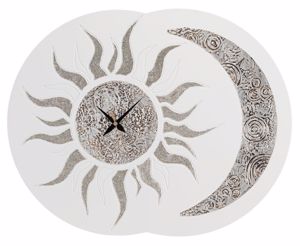 Picture of Pintdecor sole e luna wall clock hand-decorated glittering details on ivory framework