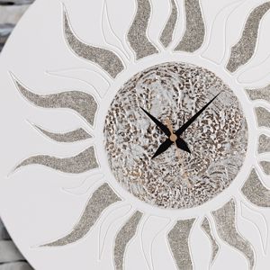 Picture of Pintdecor sole e luna wall clock hand-decorated glittering details on ivory framework
