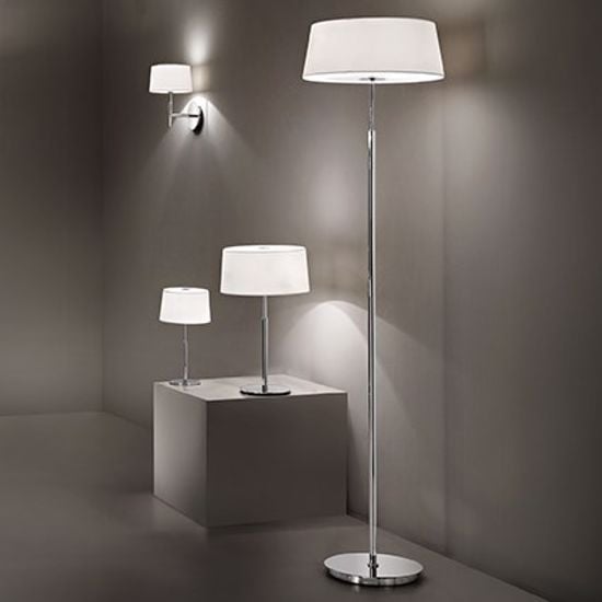 Picture of Ideal lux hilton pt2 chrome floor lamp with white shade