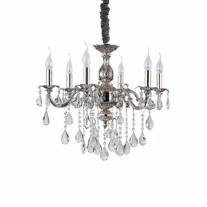 Ideallux impero sp6 chandelier silver and crystal