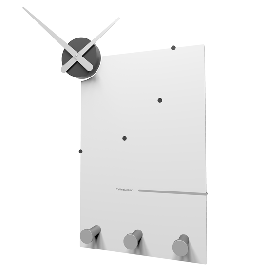 Picture of Callea design oscar modern wall clock and coat rack in white colour