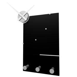Picture of Callea design oscar modern wall clock and coat rack in black colour