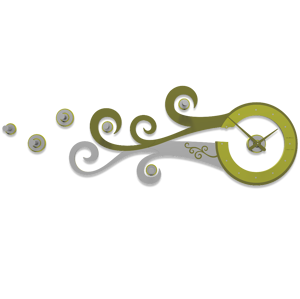 Picture of Callea design glum grande orologio da parete verde oliva con ganci appendiabiti