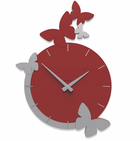 Picture of Callea design modern wall clock butterflies flight ruby