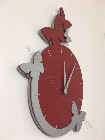 Picture of Callea design modern wall clock butterflies flight ruby