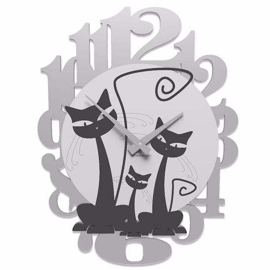 Picture of Callea design 3 cats modern wall clock black