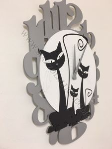 Picture of Callea design 3 cats modern wall clock black