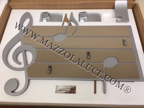 Picture of Callea design puccini coat hooks notes and treble clef dove grey and aluminium