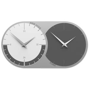Picture of Callea design orologio da parete moderno fusi orari 2 grigio quarzo bianco