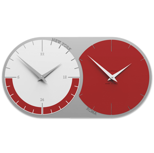 Picture of Callea design fusi orari 2 orologio da parete moderno rubino bianco grigio