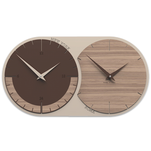 Picture of Callea design orologio da parete moderno fusi orari 2 noce canaletto in legno