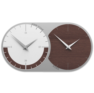 Picture of Callea design orologio da parete moderno fusi orari 2 rovere wengé bianco grigio