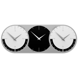 Picture of Callea design orologio da muro fusi orari 3 nero grigio bianco in legno