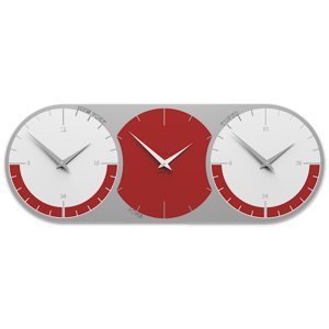 Picture of Callea design orologio da parete moderno 3 fusi orari rubino grigio e bianco in legno