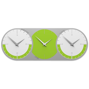 Picture of Orologio da muro moderno verde mela bianco grigio 3 fusi orari callea design in legno