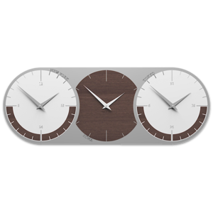 Picture of Orologio da muro moderno fusi orari 3 rovere wenge grigio bianco callea design