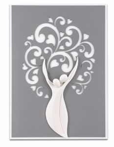 Picture of Wall art 42x58 tree of life love grey background with hearts