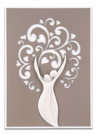 Picture of Wall art 42x58 tree of life love dove grey background with hearts