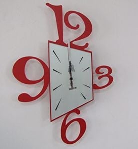 Picture of Arti & mestieri prospettiva red white wall clock ø50 modern design