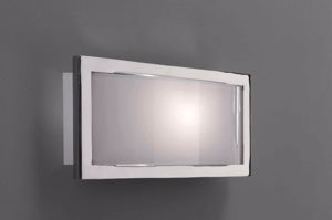 Picture of Applique moderna in vetro bianco lucido cornice metallo cromato