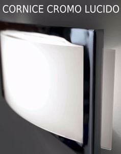 Picture of Applique moderna in vetro bianco lucido cornice metallo cromato