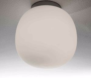 Picture of Plafoniera 19cm moderna boccia vetro boccia sfera bianca e cromo lucido