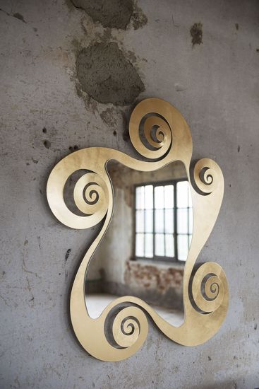 Arti e mestieri circe wall mirror gold oval clock 