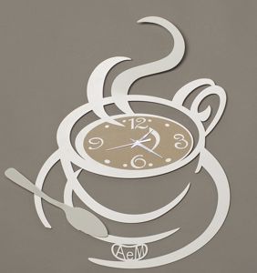 Picture of Orologio da parete per cucina moderna tazza cappuccino bianco beige