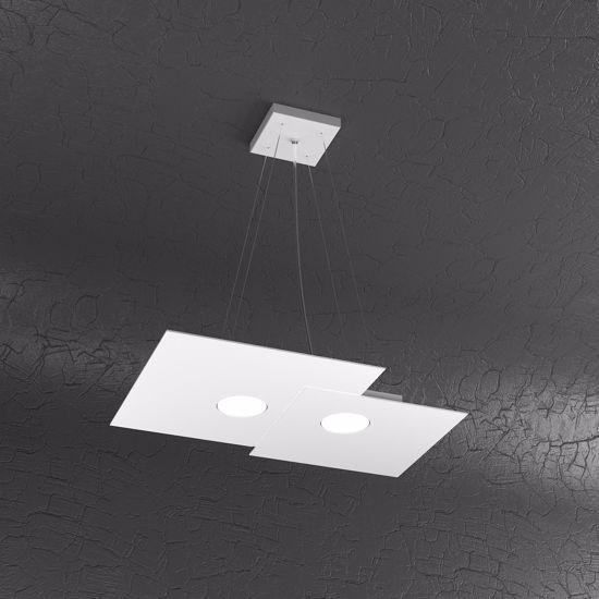 Picture of Modern pendant light rectangular white design toplight plate 2 lights