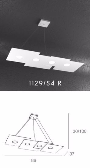Picture of Modern led pendant light rectangular 4 light white design top light plate