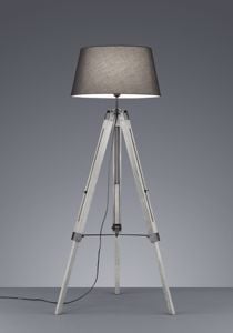 Picture of Piantana lampada treppiedi di legno grigio paralume tessuto scuro promozione