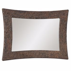 Picture of Pintdecor sirio modern wall mirror hand-decorated with embossed rust coloured details