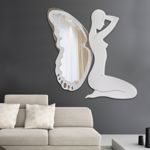 Pintdecor trilli bianca wall mirror original design ivory lacquered frame hand-decorated with embossed silver glittering details