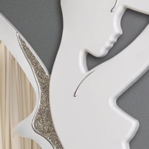 Picture of Pintdecor trilli bianca wall mirror original design ivory lacquered frame hand-decorated with embossed silver glittering details