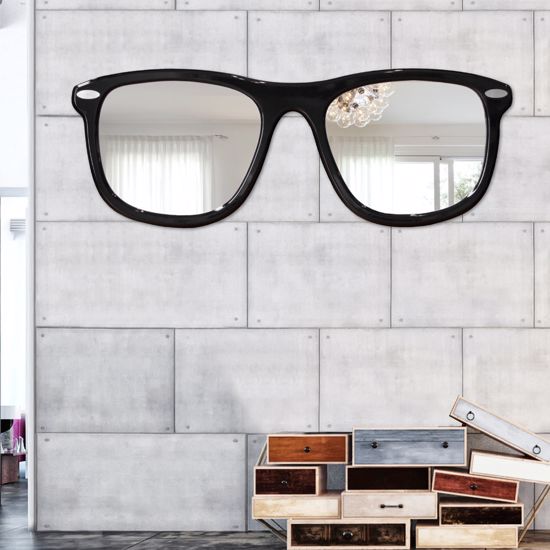 Pintdecor occhiali modern wall mirror black laquered glasses-shaped frame glossy finishing