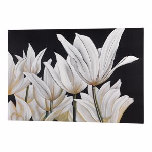 Picture of Pintdecor tulipani wall art hand-decorated black canvas with embossed resin and silver foil details