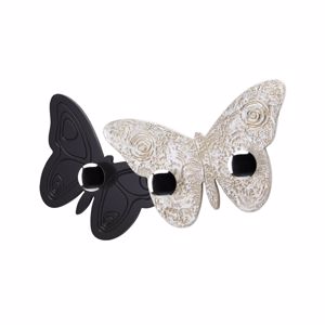 Pintdecor melitea wall coat hanger butterfly-shaped coffee lacquered and hand-decorated with silver foil details