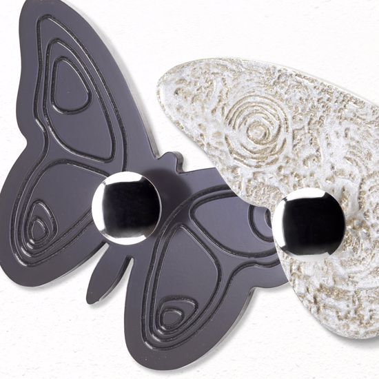 Picture of Pintdecor melitea wall coat hanger butterfly-shaped coffee lacquered and hand-decorated with silver foil details