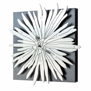 Pintdecor polinesia wall clock black canvas and aluminium with engraving with bas-relief