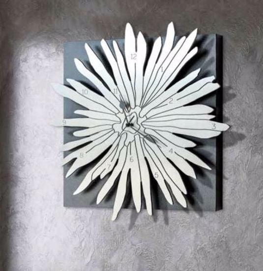 Picture of Pintdecor polinesia wall clock black canvas and aluminium with engraving with bas-relief